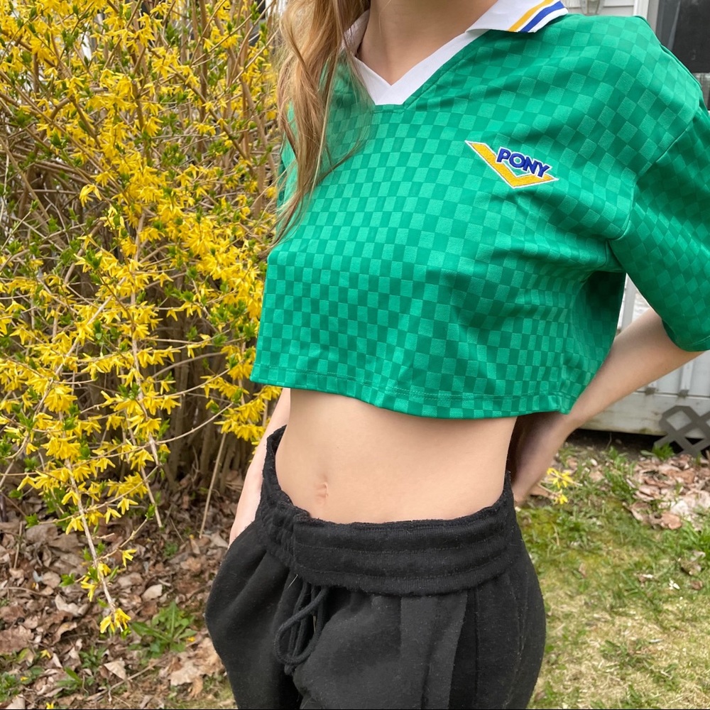 Forever21 Green Checkered CropTop